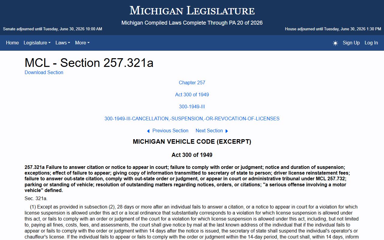 Ingham County arrest records and charges include motor vehicle offenses graded under Michigan law