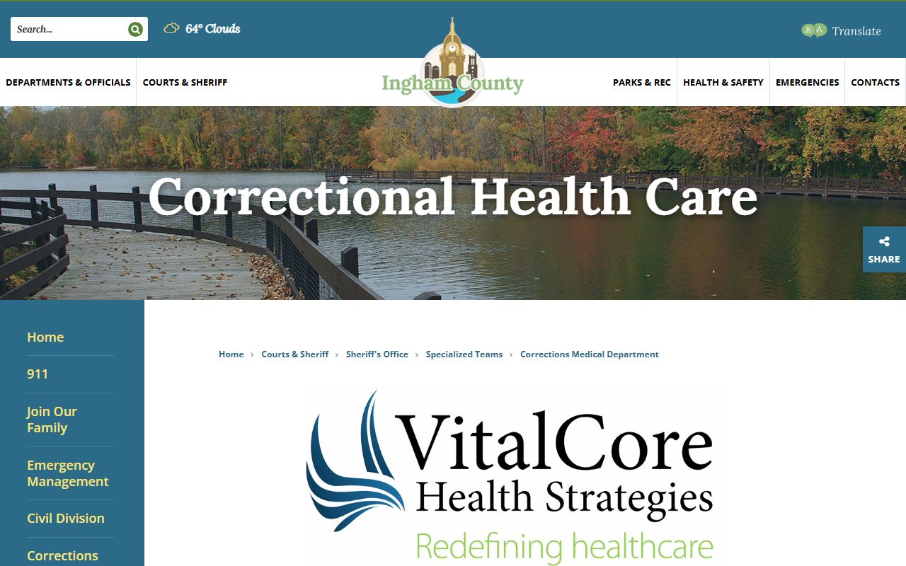Ingham County jail inmate records medical department