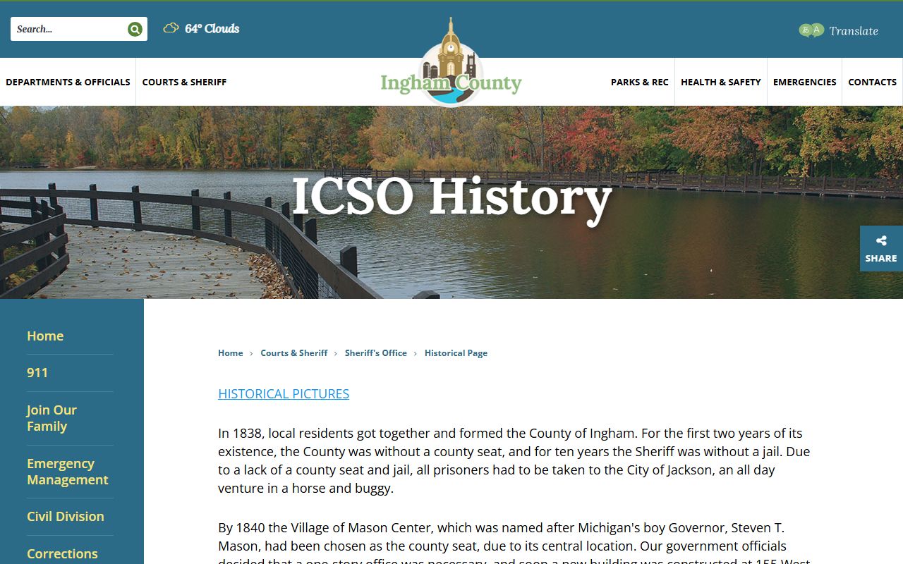 Ingham County sheriff and jail inmate records history
