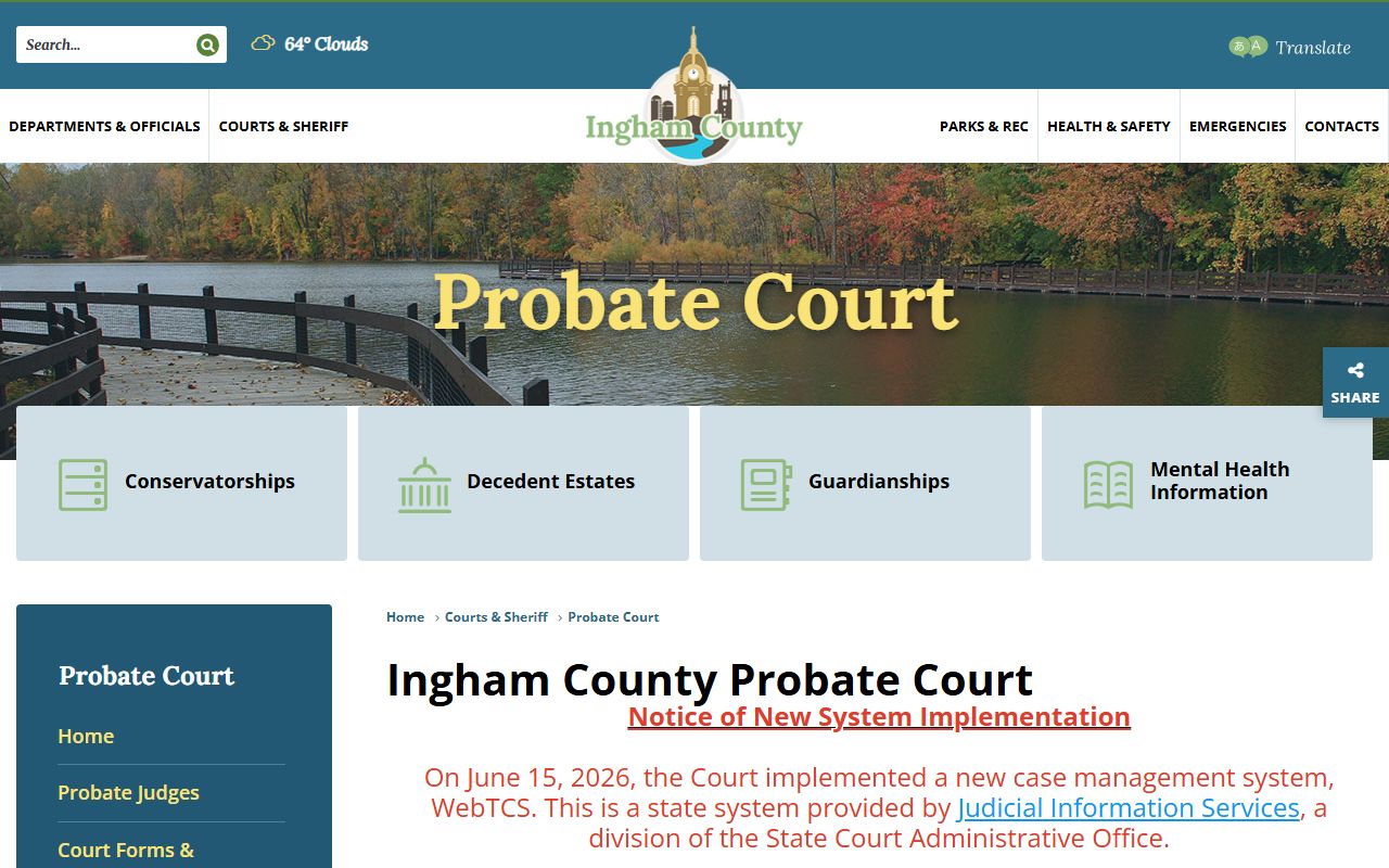Ingham County probate records probate court
