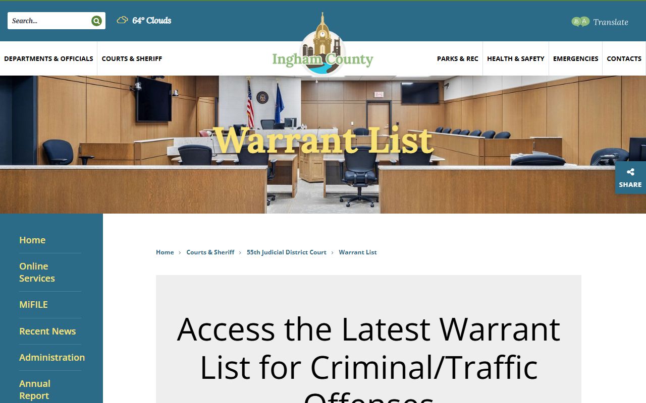 Ingham County warrant records