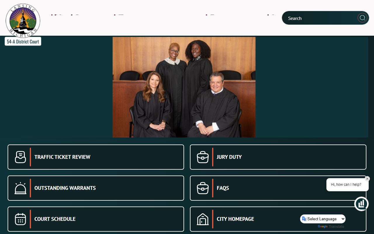 Lansing 54-A District Court page for Ingham County court records